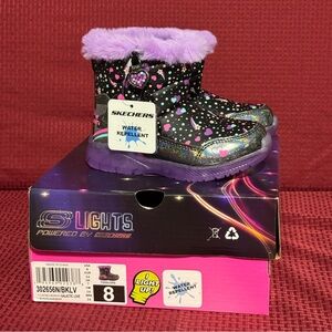 Skechers Kids' Light-Up Boots - Black and Purple size 8